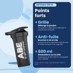ABE Shaker Applied Nutrition (600 ml), key features (French version)