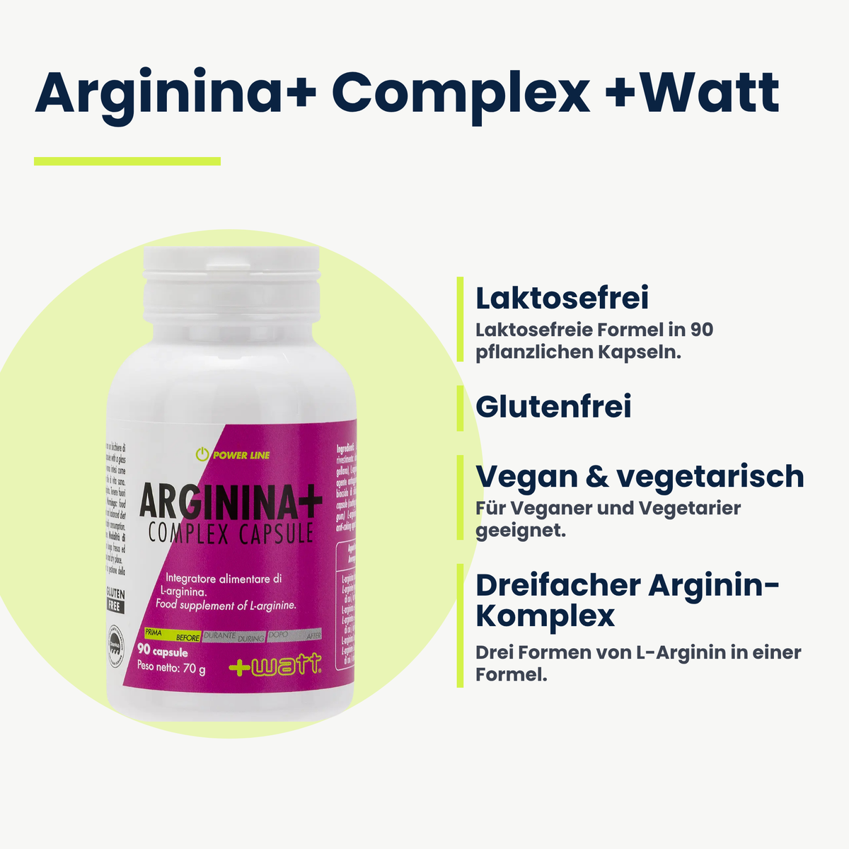 Arginina+ Complex +Watt, vantaggi, versione tedesca