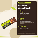 Barretta proteica all'uovo Choco Egg 28% +Watt 40 g, benefici: 11 g di proteine, 25% cioccolato fondente, senza glutine e lattosio