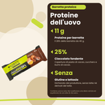 Barretta proteica all'uovo Choco Egg 28% +Watt 40 g, benefici: 11 g di proteine, 25% cioccolato fondente, senza glutine e lattosio