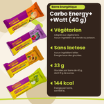 Energieriegel Carbo Energy+ +Watt (40 g), Vorteile: vegetarisch, laktosefrei, 33 g Kohlenhydrate, 144 kcal, FR