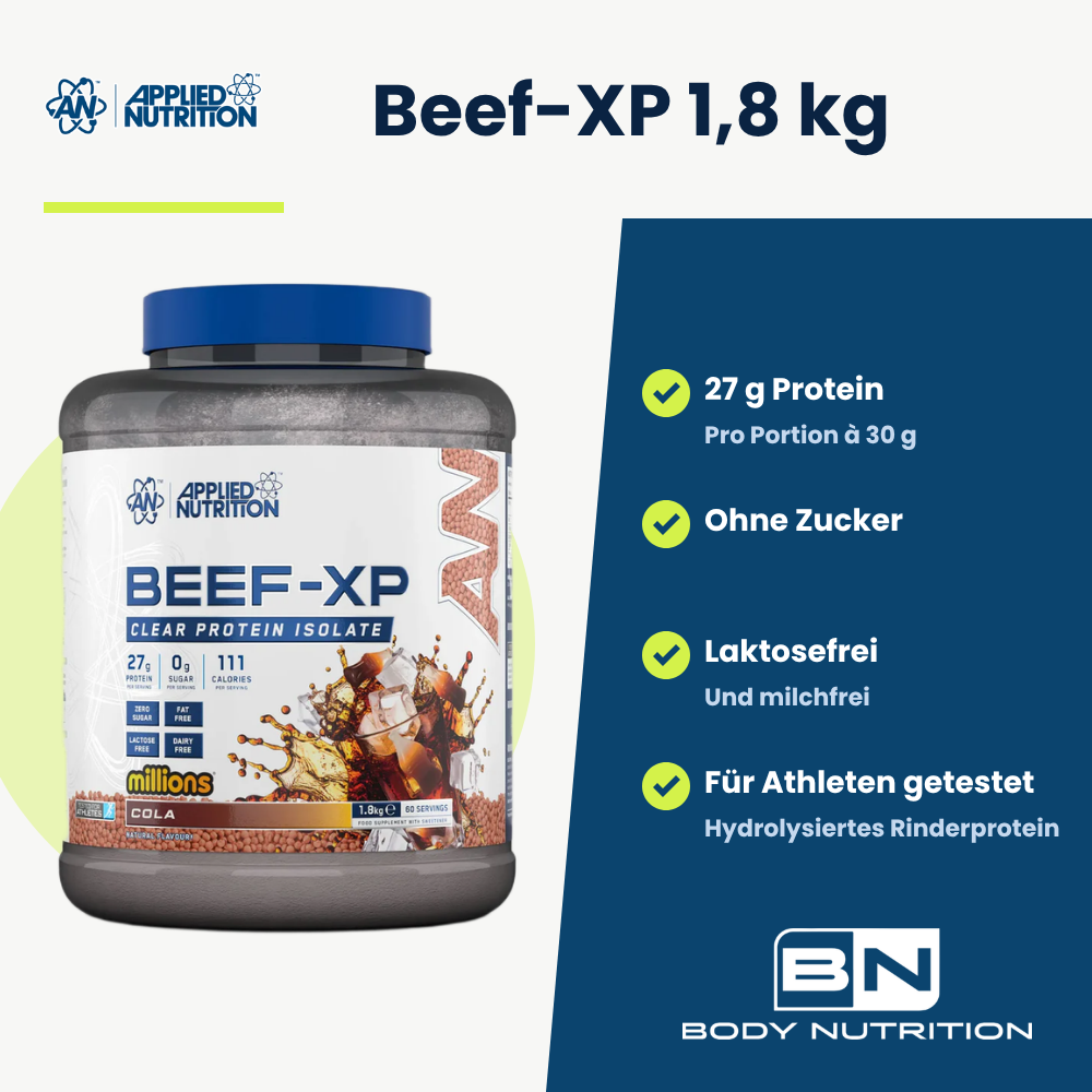 Beef-XP Applied Nutrition 1,8 kg, wichtigste Vorteile auf Deutsch