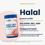 ISO-XP Whey Protein Isolate Applied Nutrition 850 g, vom Hersteller angegebene Zertifizierungen auf Französisch