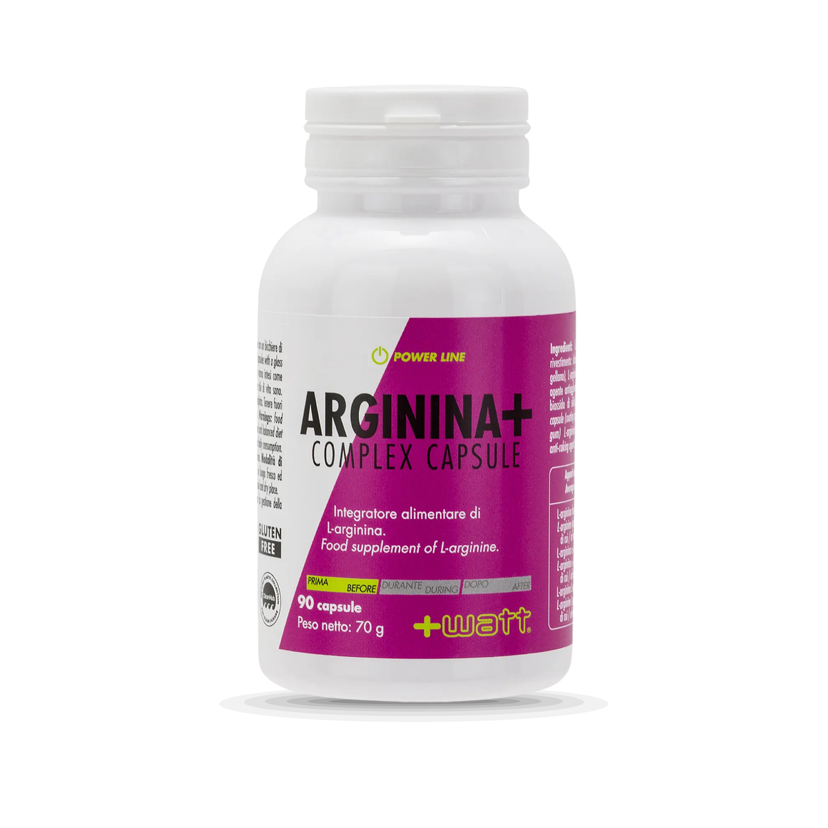 Arginina+ Complex +Watt 90 capsule, fronte del barattolo