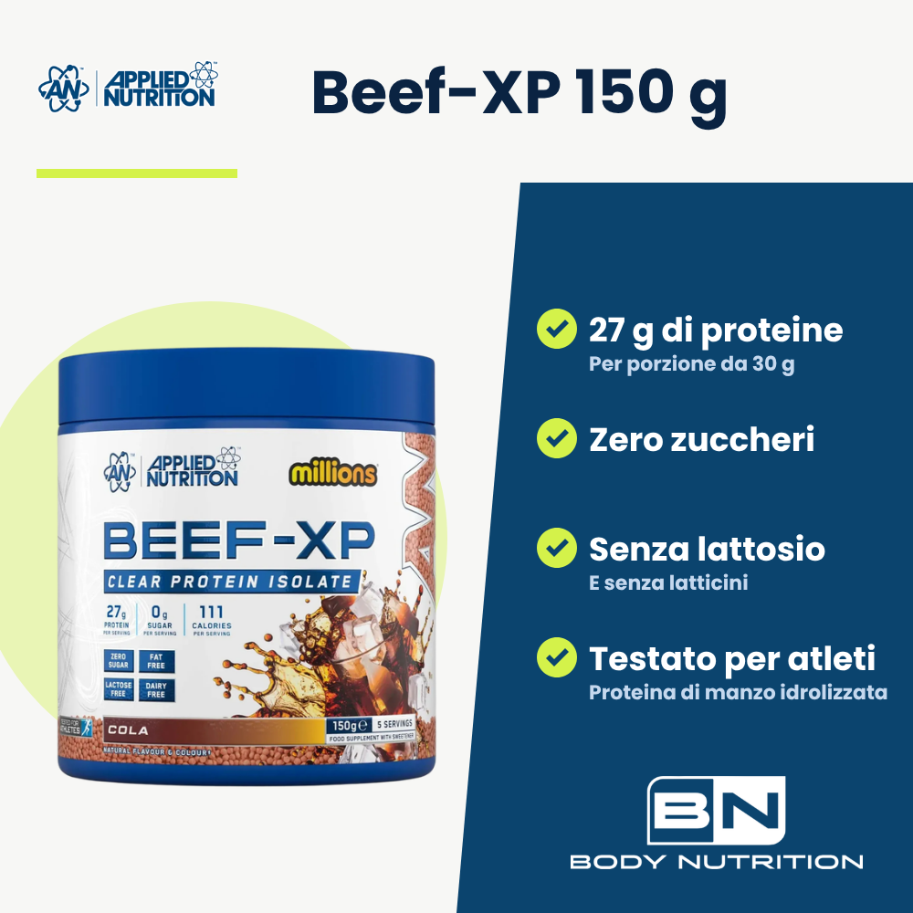 Beef-XP Applied Nutrition 150 g, wichtigste Vorteile auf Italienisch
