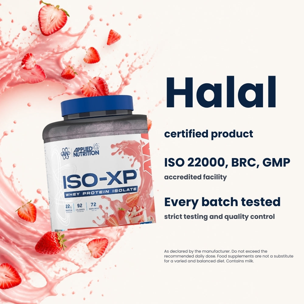 ISO-XP Whey Protein Isolate Applied Nutrition 1.8 kg, manufacturer certifications in English