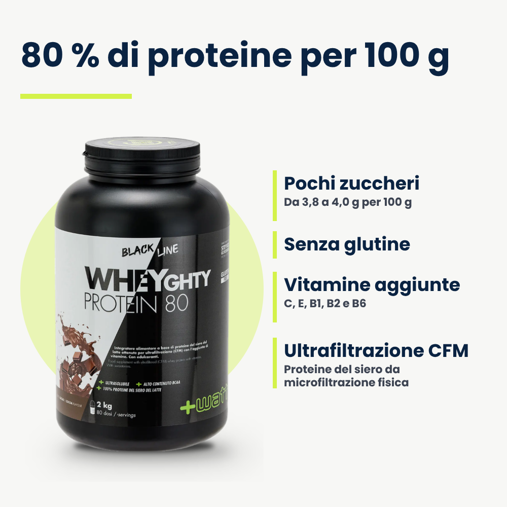 Whey Protein Concentrate 80 +Watt: 80 % Protein pro 100 g, zuckerarm, glutenfrei, mit Vitaminen