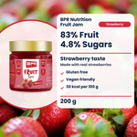 BPR Nutrition Fruit Jam Erdbeere 200 g: 83% Frucht, 4.8% Zucker, glutenfrei, Erdbeergeschmack (EN)