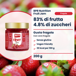 BPR Nutrition Fruit Jam Erdbeere 200 g: 83% Frucht, 4.8% Zucker, glutenfrei, Erdbeergeschmack (IT)