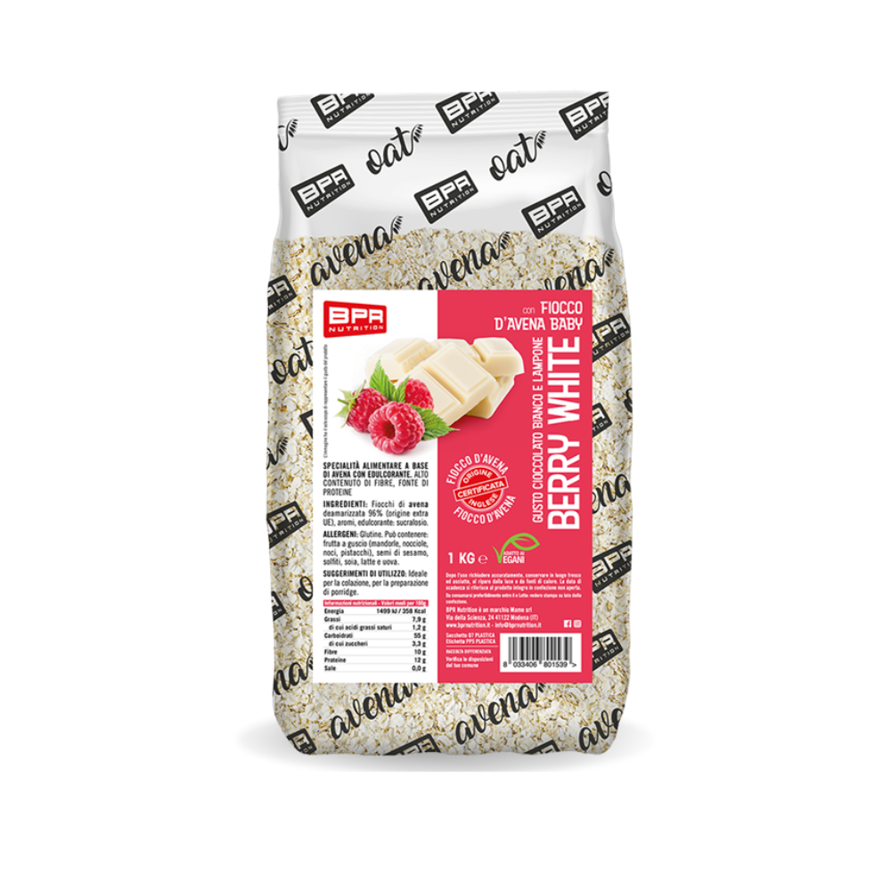 Flocons d’avoine pour porridge Berry White BPR Nutrition (1 kg)
