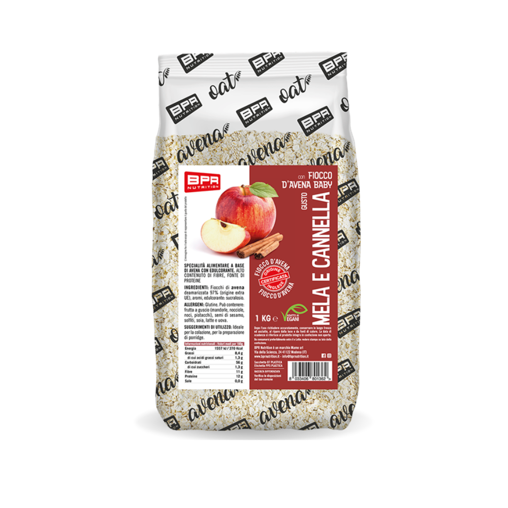 BPR NUTRITION Aromatisierte Baby-Haferflocken 1 kg Apfel/Zimt