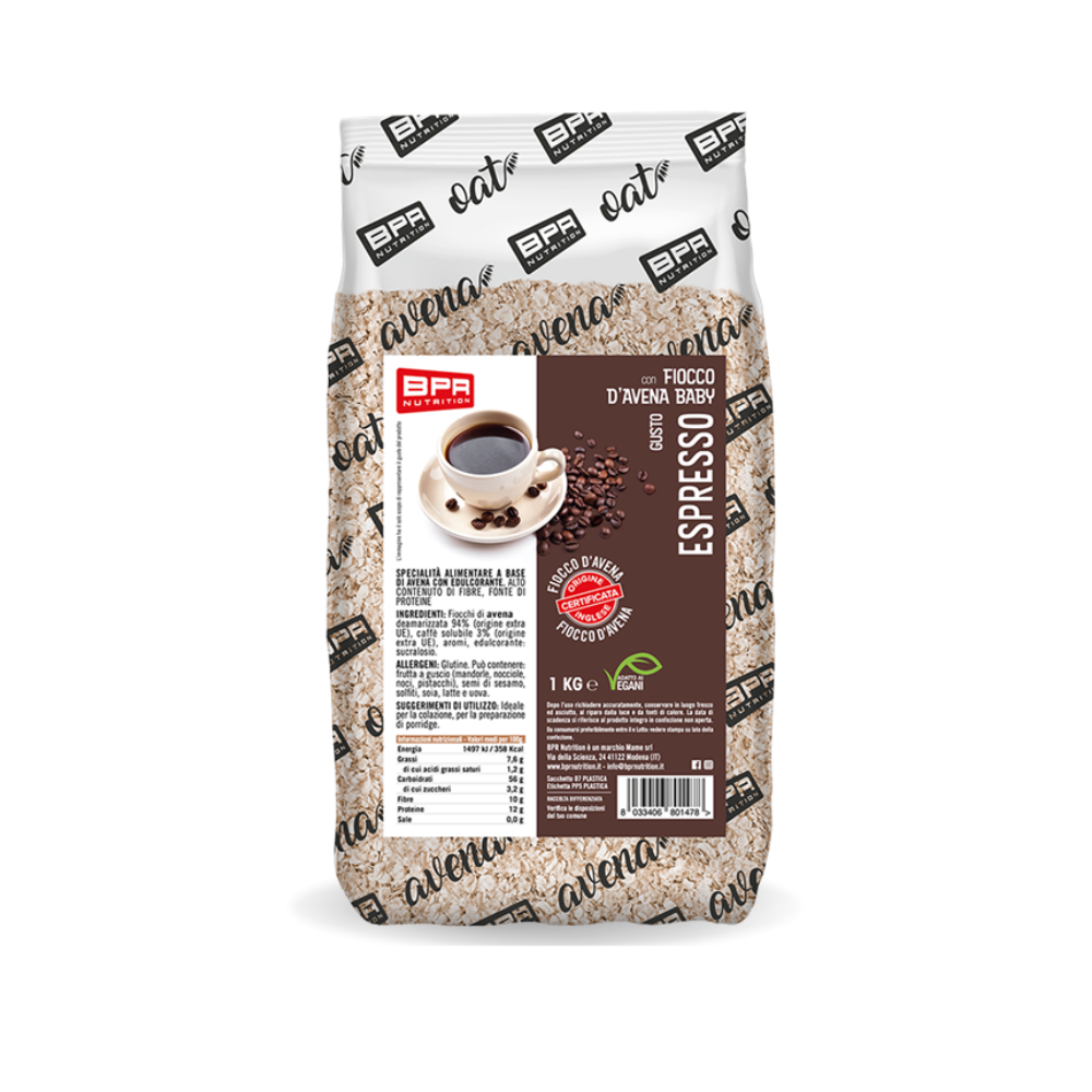 BPR NUTRITION Aromatisierte Baby-Haferflocken 1 kg Neapolitanischer Espresso