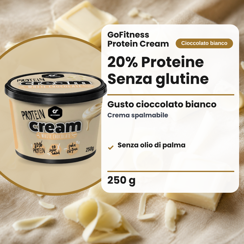 GoFitness Protein Cream White Chocolate 250 g: 20% de protéines, sans gluten, sans huile de palme, goût chocolat blanc (IT)