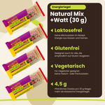 Energieriegel Natural Mix +Watt (30 g), Vorteile: laktosefrei, glutenfrei, vegetarisch, 4,5 g Eiweiss, DE