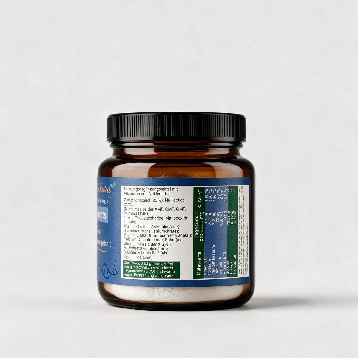 Nukleo Sport Pro Vegana Natura 60 g, back with ingredients and nutrition table