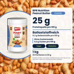 BPR Nutrition Peanut Butter 100% Crunchy 1 kg : source de protéines, riche en fibres, sans sucres ajoutés, vegan, sans gluten