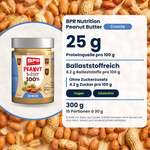 BPR Nutrition Peanut Butter 100% Crunchy 300 g : source de protéines, riche en fibres, sans sucres ajoutés, vegan, sans gluten