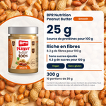 BPR Nutrition Peanut Butter 100% Smooth 300 g : source de protéines, riche en fibres, sans sucres ajoutés, vegan, sans gluten