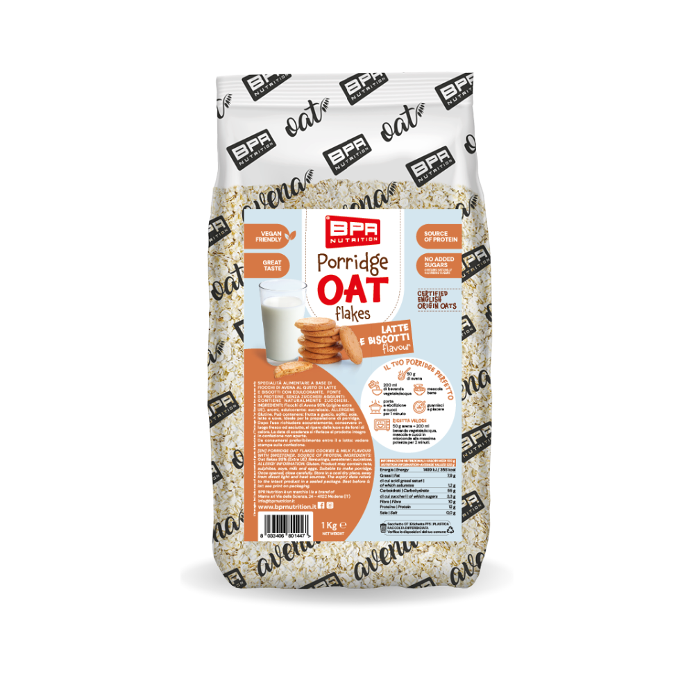 Porridge Oat Flakes Latte e Biscotti BPR Nutrition (1 kg)