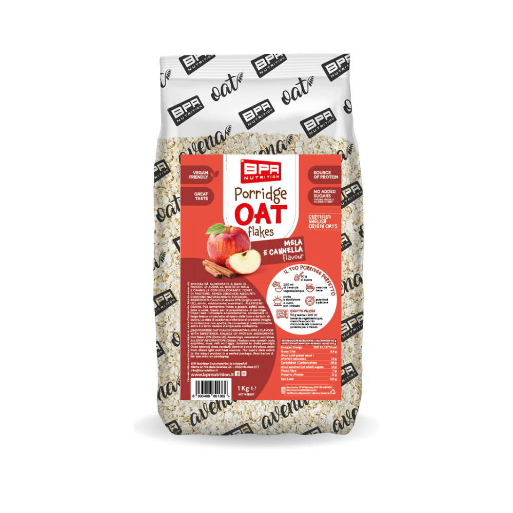 Porridge Oat Flakes Mela e Cannella BPR Nutrition (1 kg)