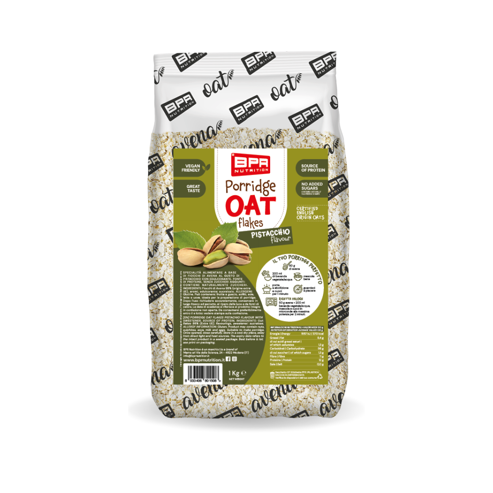 Flocons d’avoine pour porridge Pistacchio BPR Nutrition (1 kg)
