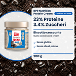 BPR Nutrition Protein Cream Cookies 'n Cream 200 g: 23% Protein, 3.4% Zucker, knusprige Kekse, glutenfrei, ohne Palmöl (IT)