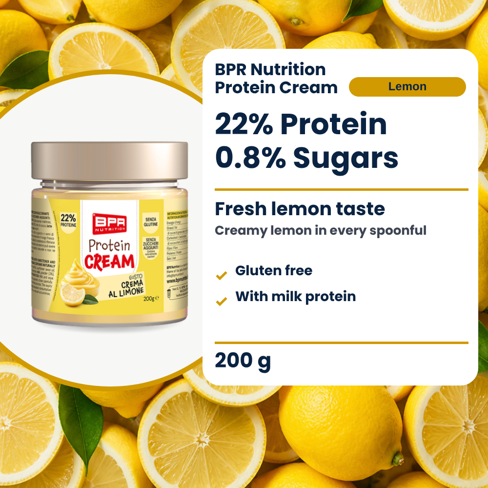 BPR Nutrition Protein Cream Crema al Limone 200 g: 22% Protein, 0.8% Zucker, frischer Zitronengeschmack, glutenfrei, mit Milchprotein (EN)