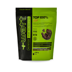 Molkenproteinisolat Top 100% XP +Watt 750 g Cacao, Vorderseite der Packung
