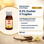 BPR Nutrition Zero Drops Vanille 50 ml: 0.3% Zucker, Vanillegeschmack, süsst wie 1 Teelöffel Zucker, glutenfrei, heisse und kalte Getränke, tropfenweise dosiert (Text auf Deutsch)