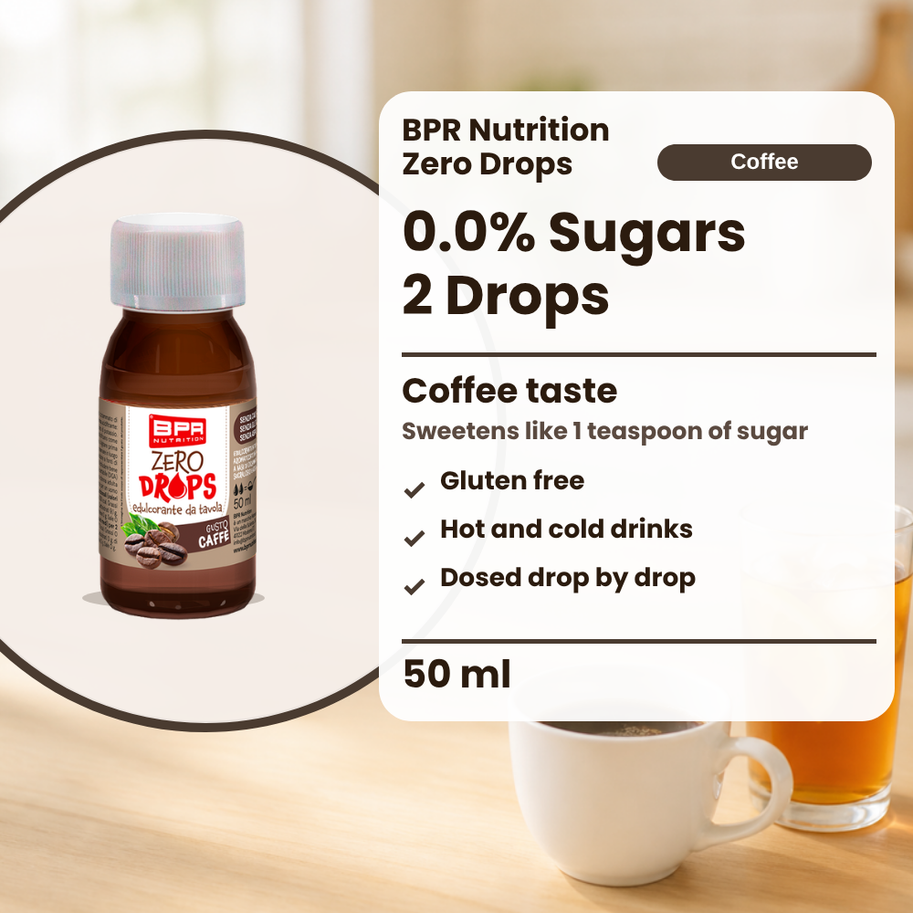 BPR Nutrition Zero Drops Caffè 50 ml: 0.0% Zucker, Kaffeegeschmack, süsst wie 1 Teelöffel Zucker, glutenfrei, heisse und kalte Getränke, tropfenweise dosiert (Text auf Englisch)