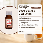 BPR Nutrition Zero Drops Cioccolato 50 ml: 0.5% Zucker, Schokoladengeschmack, süsst wie 1 Teelöffel Zucker, glutenfrei, heisse und kalte Getränke, tropfenweise dosiert (Text auf Französisch)