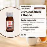 BPR Nutrition Zero Drops Cioccolato 50 ml: 0.5% Zucker, Schokoladengeschmack, süsst wie 1 Teelöffel Zucker, glutenfrei, heisse und kalte Getränke, tropfenweise dosiert (Text auf Italienisch)