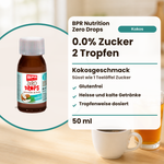 BPR Nutrition Zero Drops Cocco 50 ml: 0.0% Zucker, Kokosgeschmack, süsst wie 1 Teelöffel Zucker, glutenfrei, heisse und kalte Getränke, tropfenweise dosiert (Text auf Deutsch)