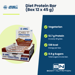 Diet Protein Bar Applied Nutrition (Box 12 x 45 g), Hauptvorteile: vegetarisch, 12,7 g Protein, 138 kcal, 0,9 g Zucker, englische Version