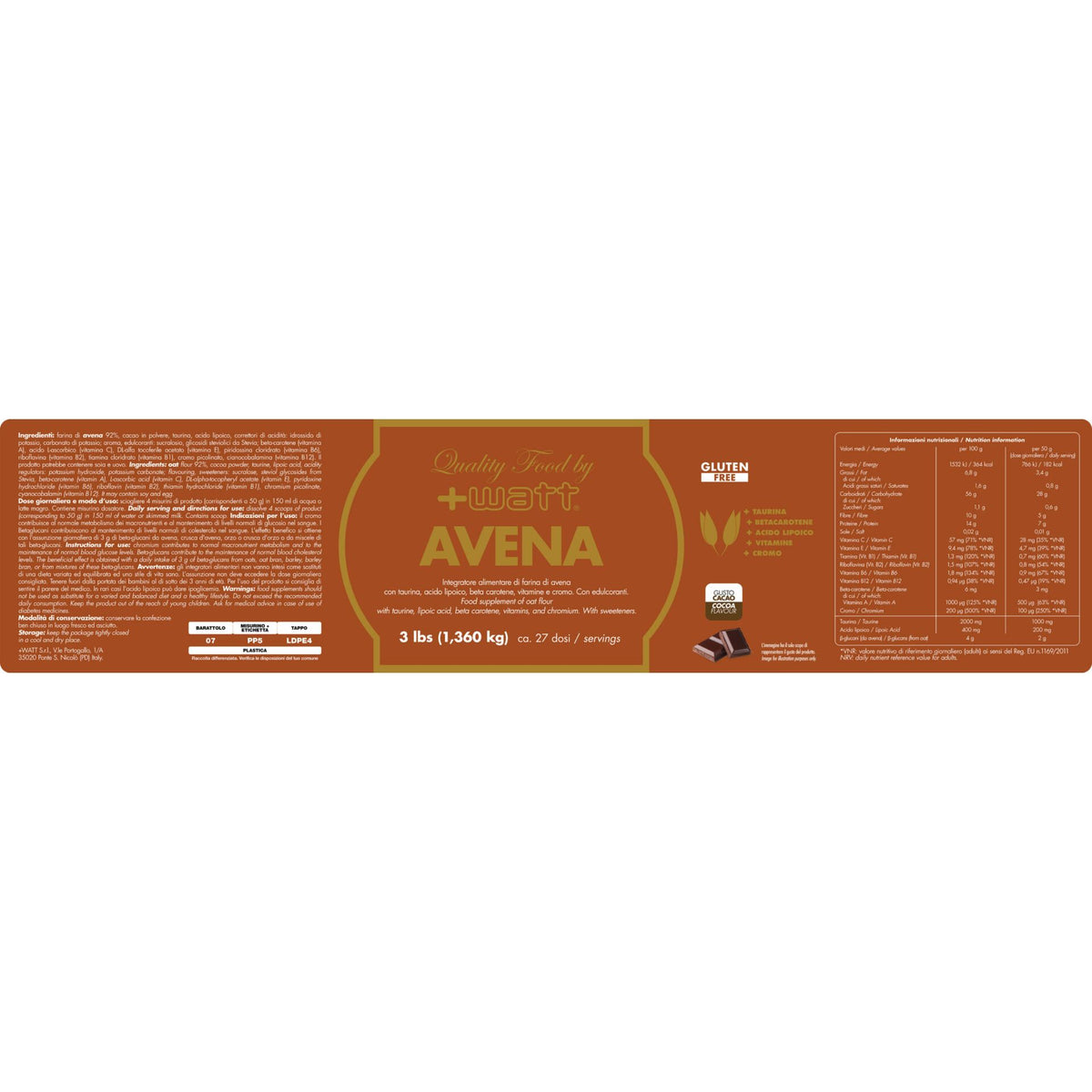 Farina d'Avena Quality Food -1360gr - Senza Glutine