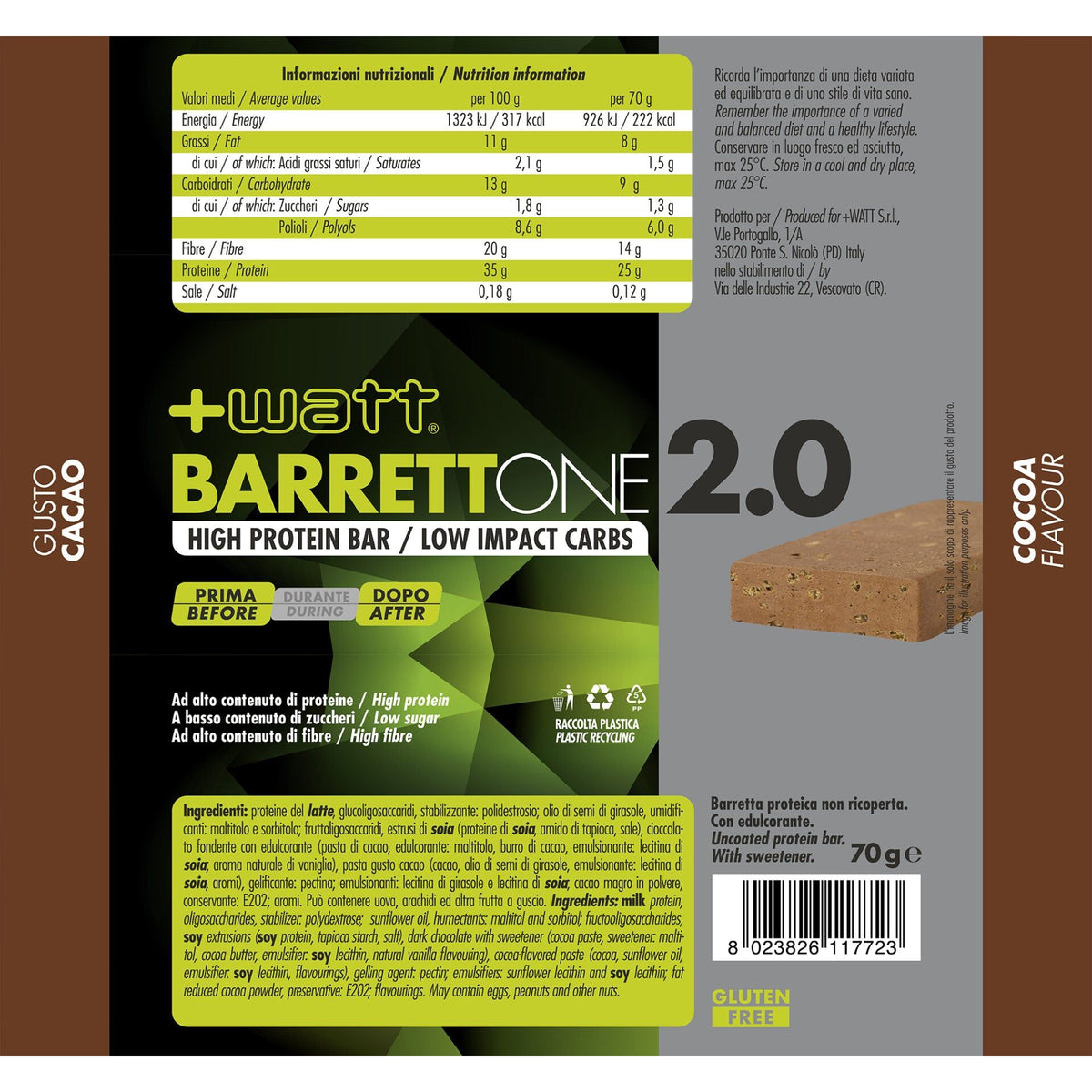 Barrettone 2.0 - barretta Box 20 x 70g - +WATT