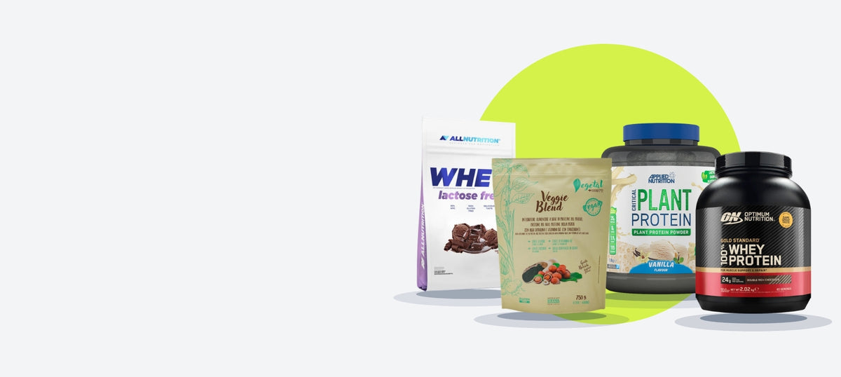 Proteine di marchi diversi: whey, vegetale, senza lattosio