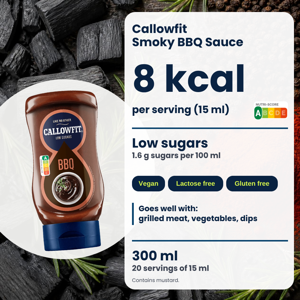Salsa Callowfit BBQ, grafica dei vantaggi, versione inglese