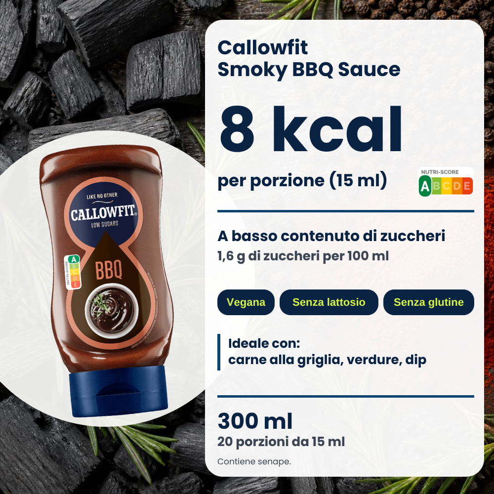 Salsa Callowfit BBQ, grafica dei vantaggi, versione italiana