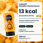 Callowfit Cheddar Cheese sauce, benefits graphic, Italian version