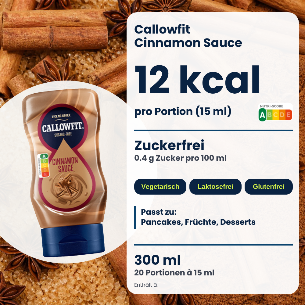 Sauce Callowfit Cinnamon, visuel des avantages, version allemande
