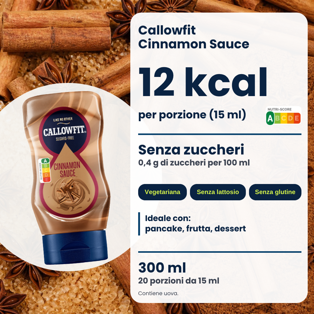 Sauce Callowfit Cinnamon, visuel des avantages, version italienne