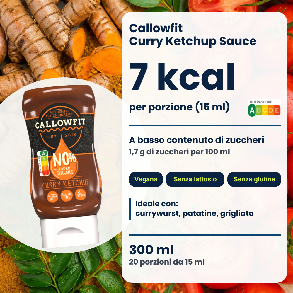 Sauce Callowfit Curry Ketchup, visuel des avantages, version italienne