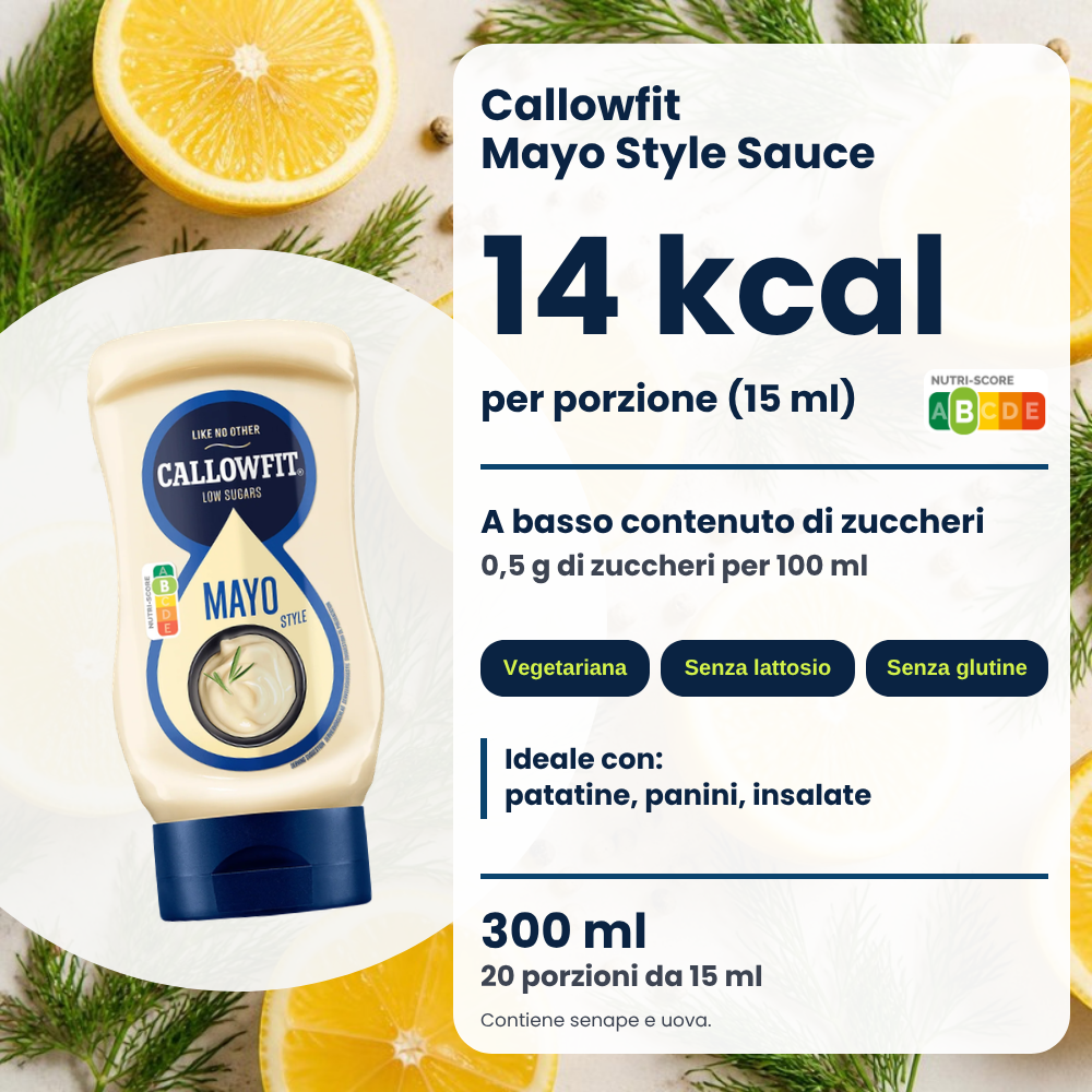 Sauce Callowfit Mayo Style, visuel des avantages, version italienne