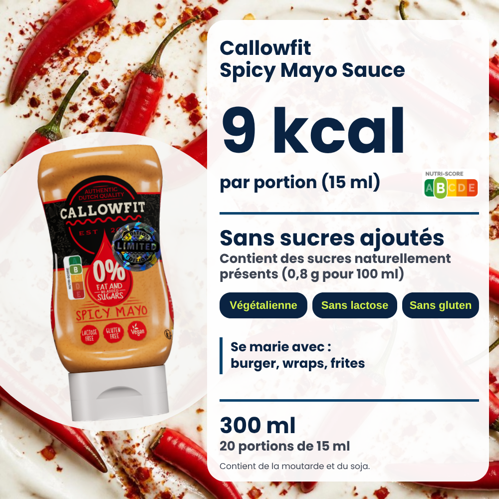 Salsa Callowfit Spicy Mayo, grafica dei vantaggi, versione francese