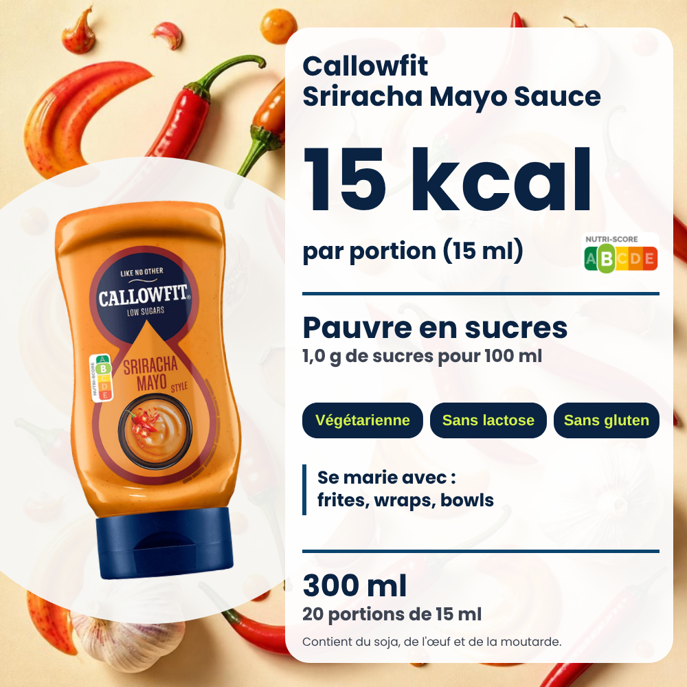 Callowfit Sriracha Mayo Sauce, Vorteilsgrafik, französische Version
