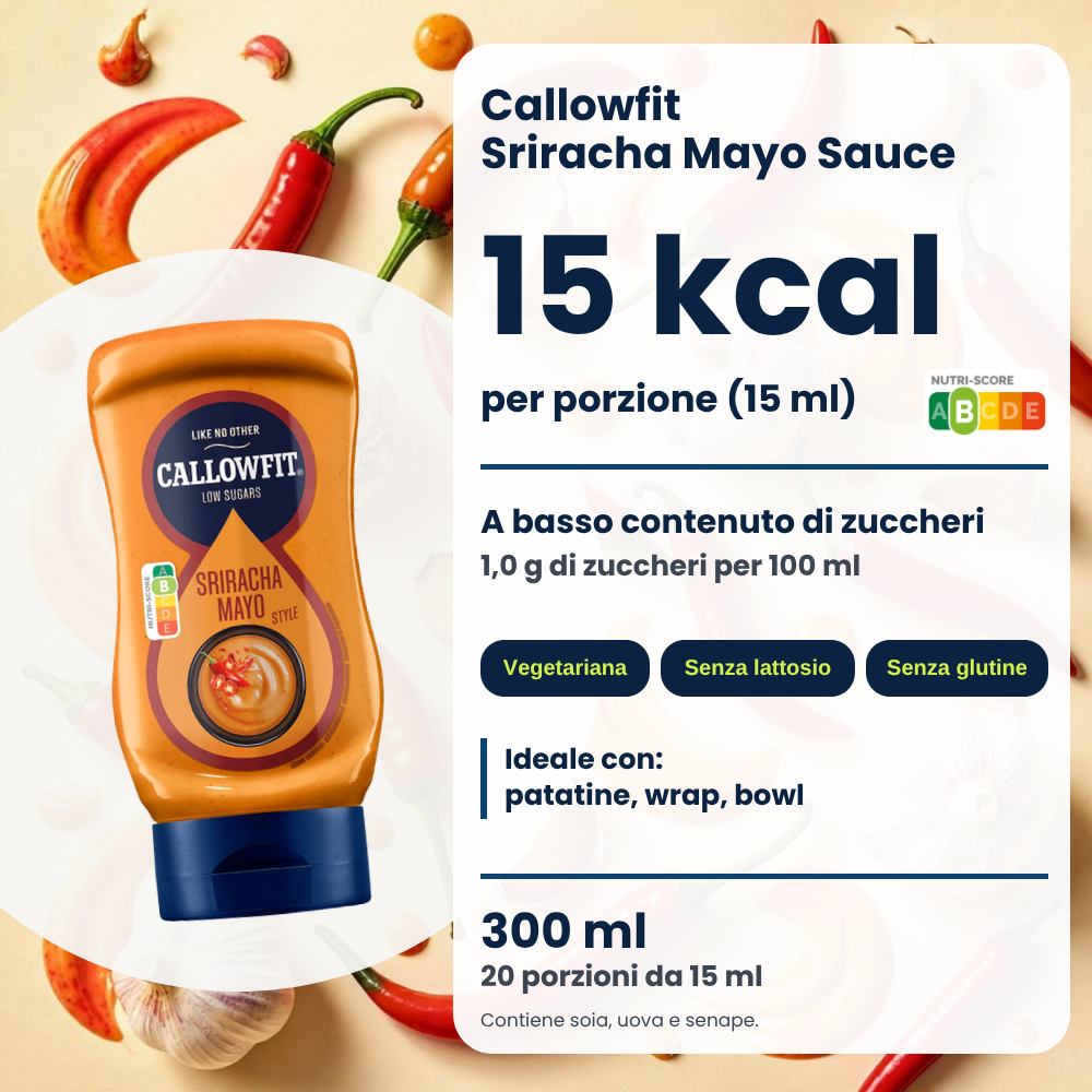 Callowfit Sriracha Mayo Sauce, Vorteilsgrafik, italienische Version