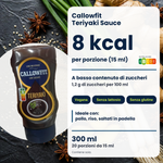 Callowfit Teriyaki sauce, benefits graphic, Italian version