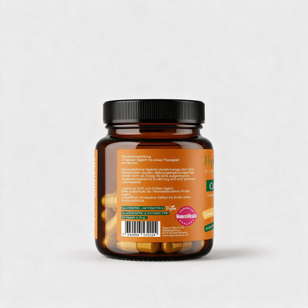 Colon & Cell Vegana Natura 60 capsules, side with intake instructions