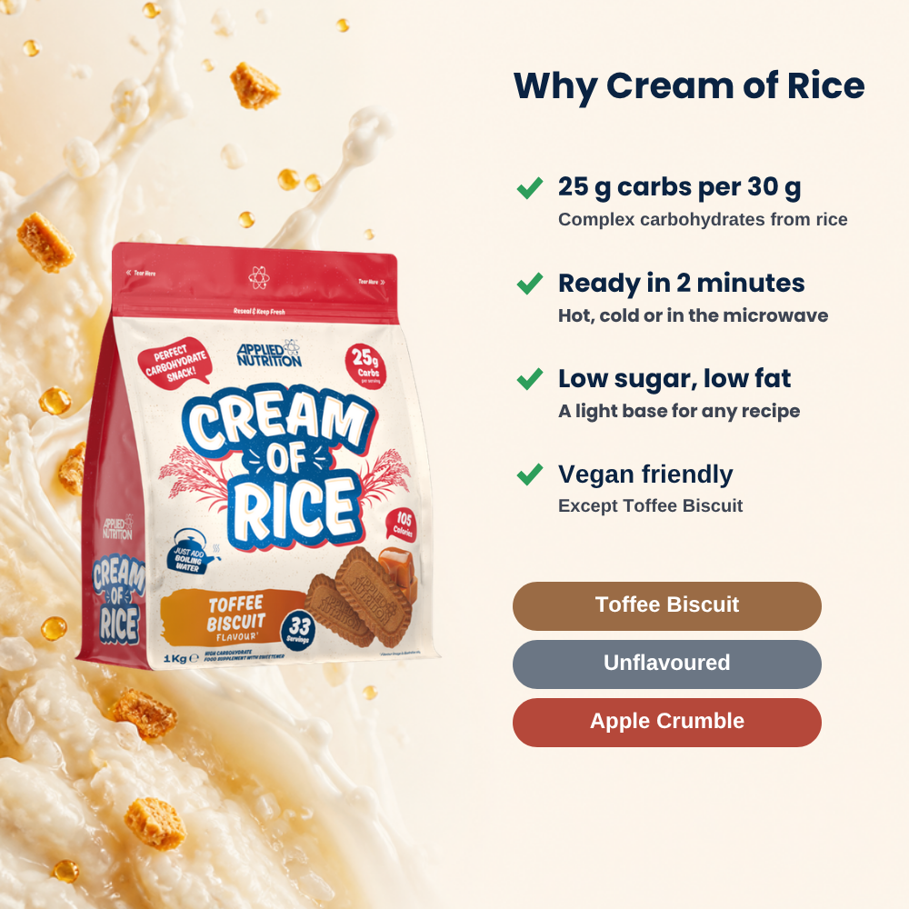Cream of Rice Applied Nutrition 1 kg, wichtigste Vorteile auf Englisch
